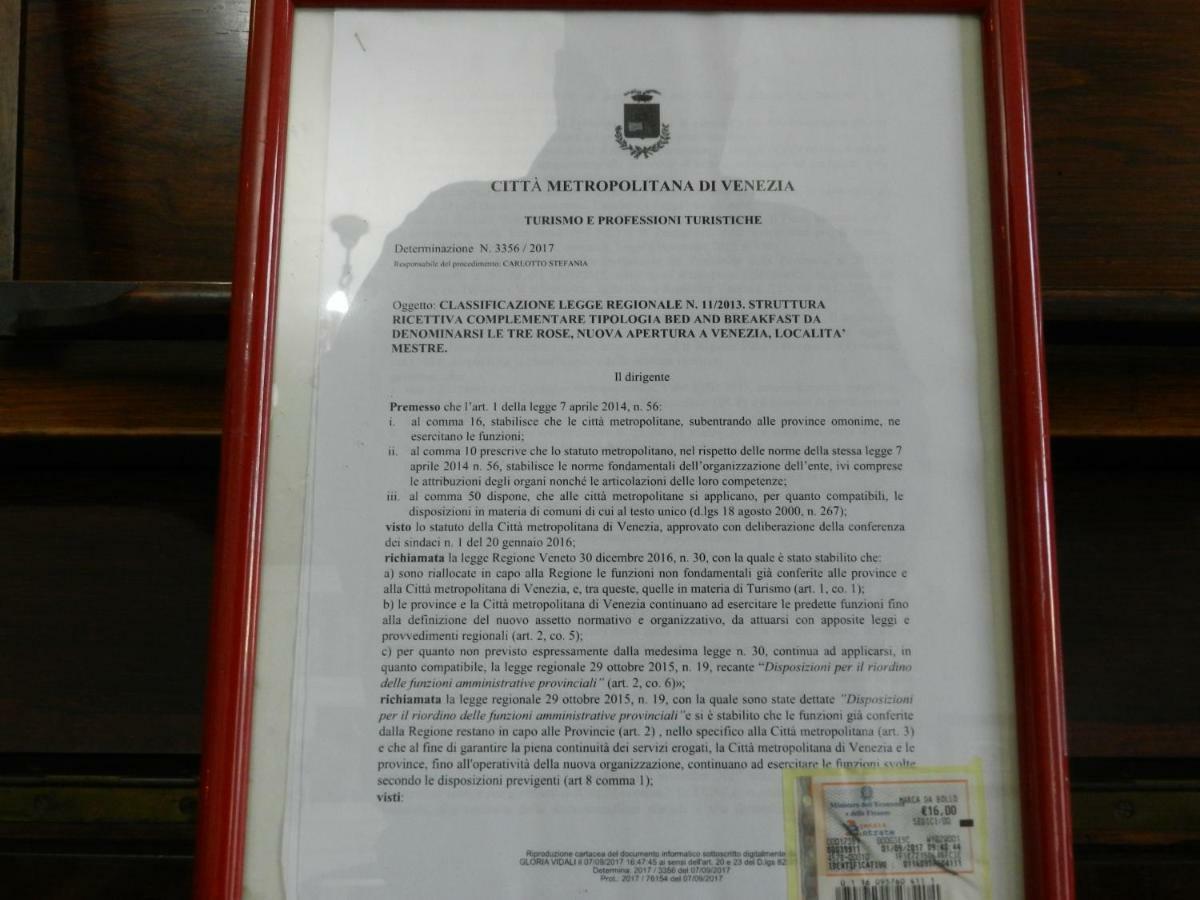 B&B Venezia Le Tre Rose Местре Екстер'єр фото